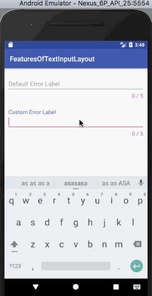 android textinputlayout error label
