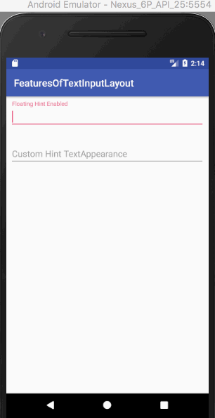 android textinputlayout hint text appearance output