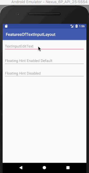android textinputlayout hint output