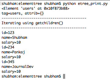 python elementtree example, python xml parser example