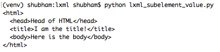 python lxml etree SubElement text