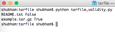 python tarfile check validity