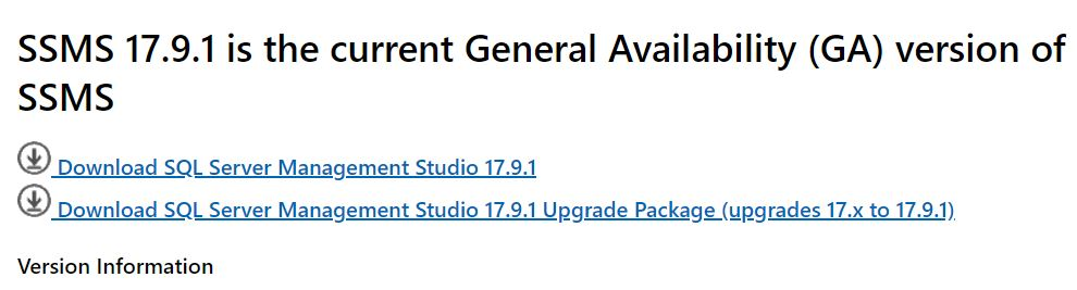 SQL Server Management Studio Download Link