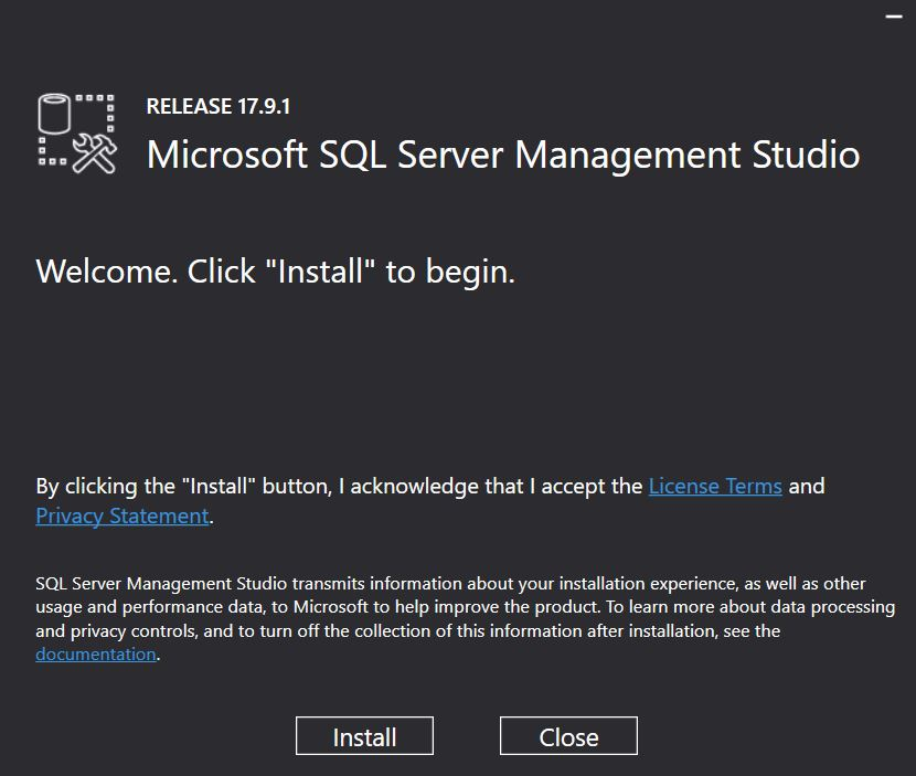 SSMS Installation Screen