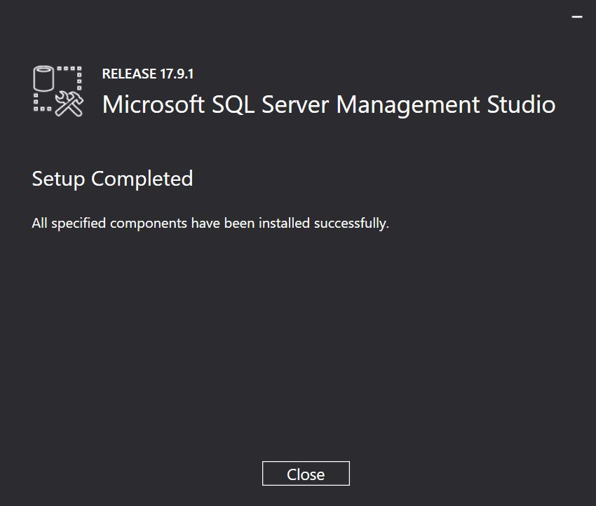 SSMS Installation complete