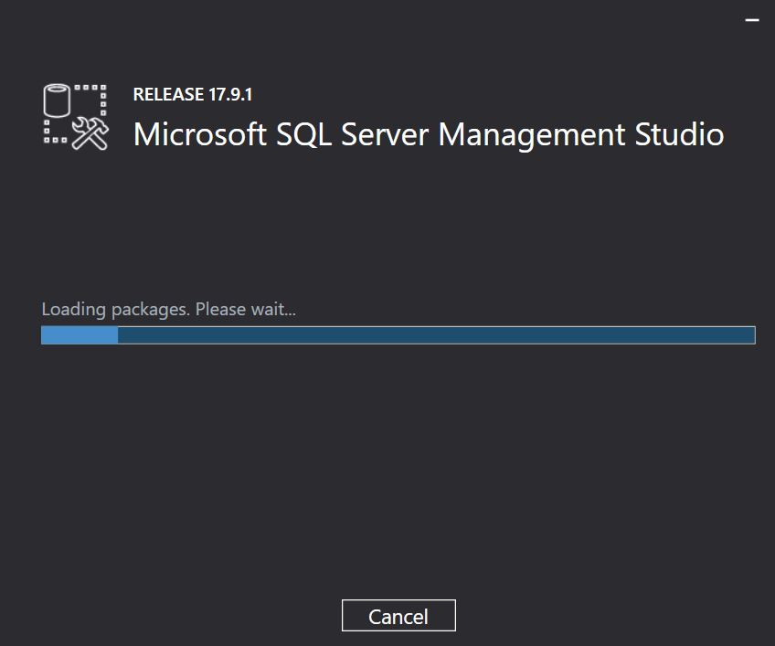 SSMS Installation loading package