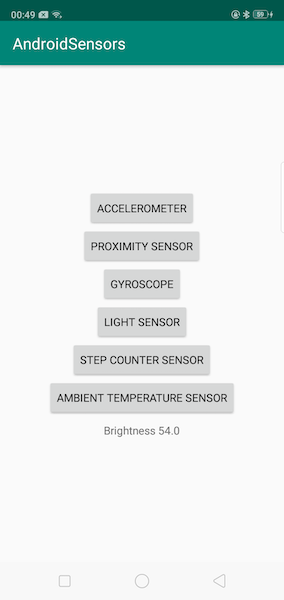 Android Sensors App Output