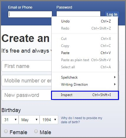 Email Inspect Facebook