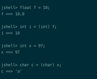 Jshell Narrow Type Casting