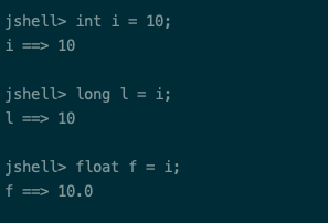 Jshell Wide Type Casting