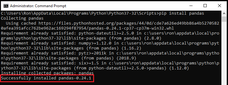 Python Install Pandas Cmd