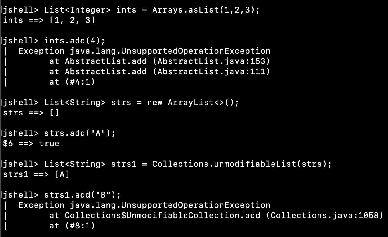 Java List Add UnsupportedOperationException