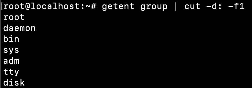 Linux Print All Group Names Getent Cut Command