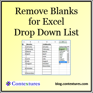 Remove Blanks for Drop Down List in Excel blog.contextures.com