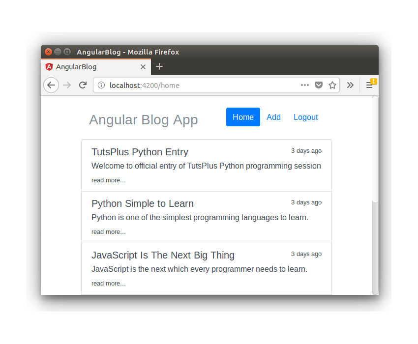 Angular Blog App-动态博客发布列表