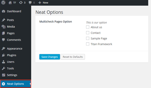 将Multicheck-Pages添加到我们的整洁选项