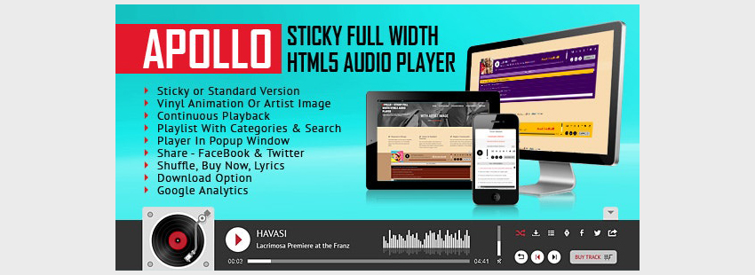 Apollo-粘性全宽HTML5音频播放器