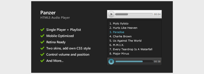 Panzer-HTML5音频播放器和播放列表