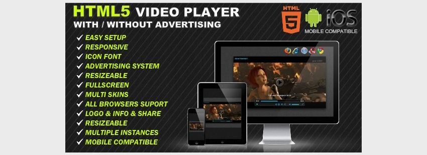 HTML5自适应视频播放器广告