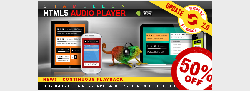 Chameleon HTML5 Audio Player WithWithout Playlist