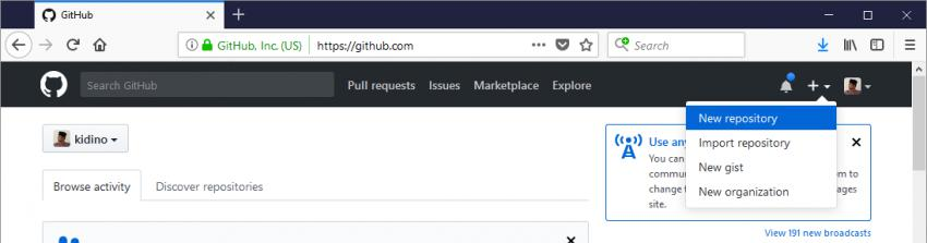 新的GitHub存储库