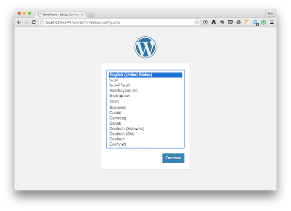 WordPress安装屏幕
