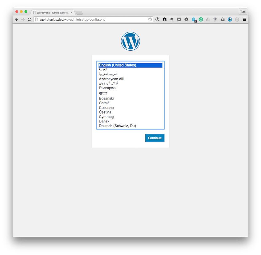 WordPress安装屏幕