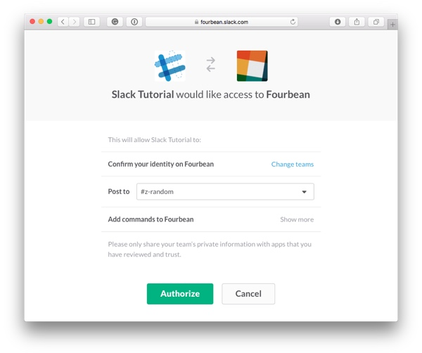 授予Slack应用访问您的Teams频道的权限