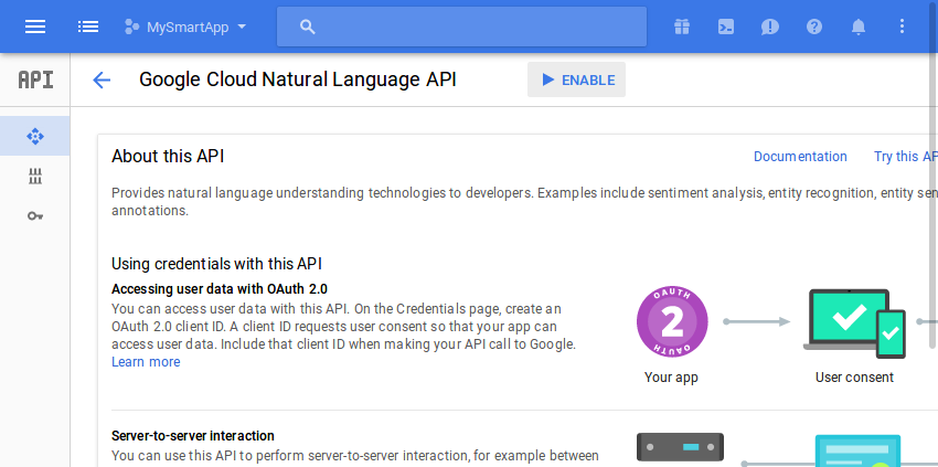 启用Cloud Natural Language API