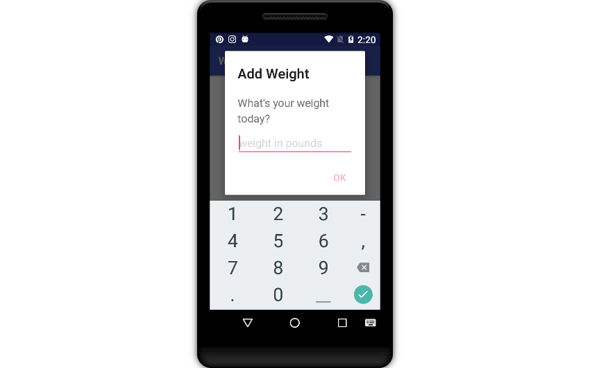 Add weight dialog