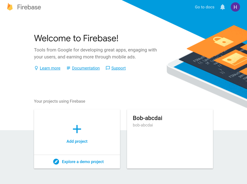 Firebase控制台欢迎屏幕