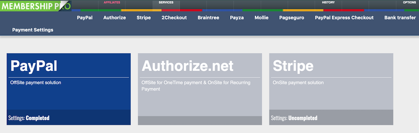 UMP支持一系列付款网关，包括Stripe PayPal和Braintree