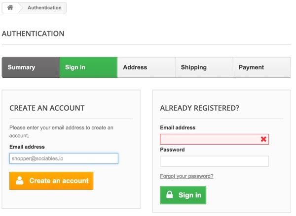 PrestaShop-结帐帐户创建或登录