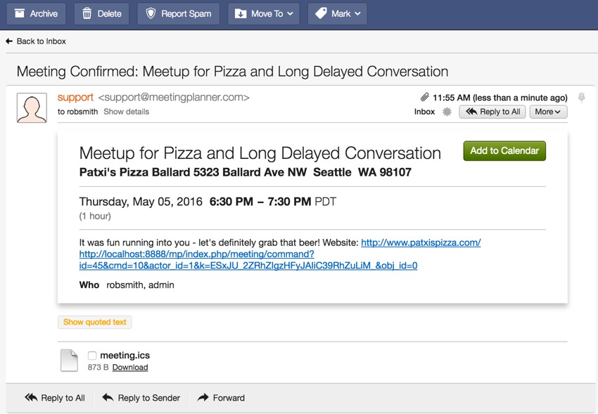 建立您的启动-示例Webmail中的邀请文件
