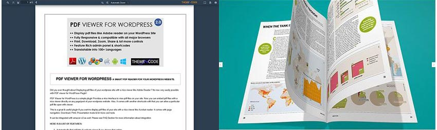 两个WordPress PDF查看器的屏幕截图