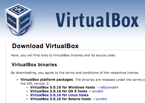 VirtualBox下载页面