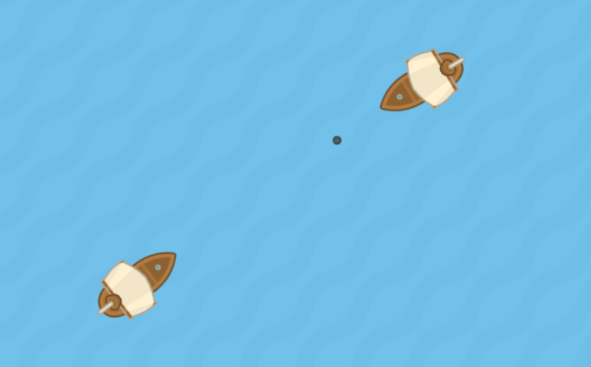 最终游戏的屏幕截图-两艘船互相攻击