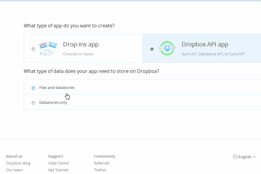 Create a DropBox App