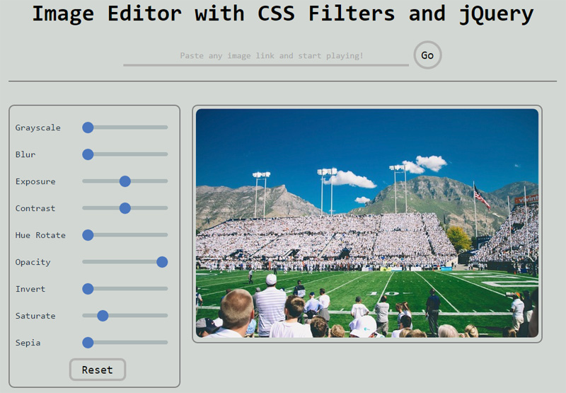 带有CSS过滤器的图像编辑器