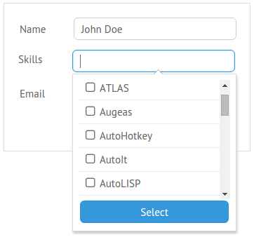 Webix multicombo component with drop-down list