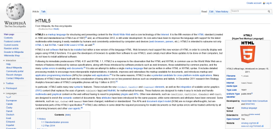宽1920像素的显示器上的维基百科