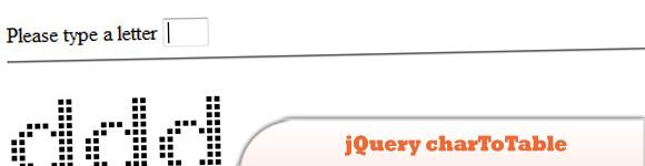 jQuery charToTable
