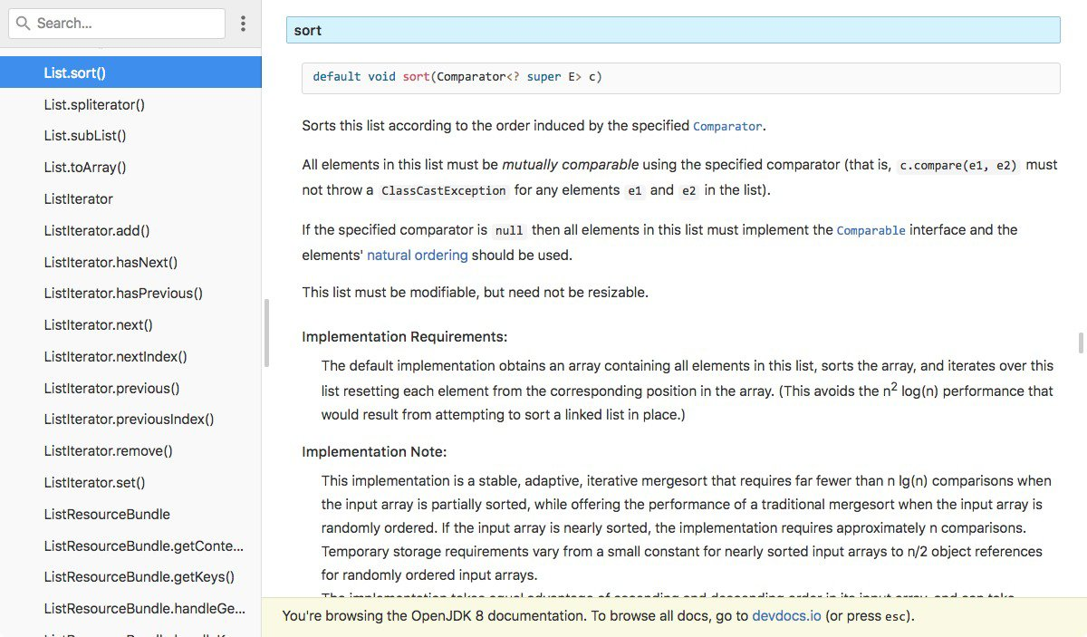 openjdk api排序