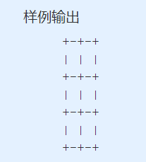 样例输出+-+-+|  |  |+-+-+|  |  |+-+-+|  |  |+-+-+