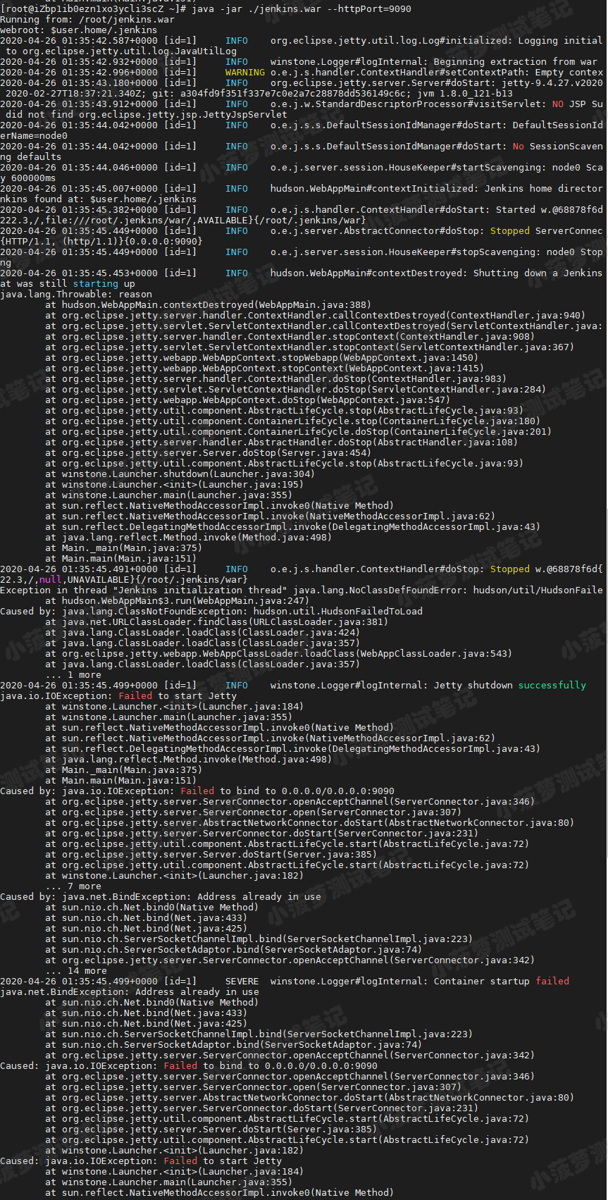 Jenkins Linux下启动Jenkins报错hudson.AppMaincontextDestroyed Shutting