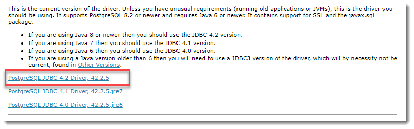 jdbc driver for postgresql