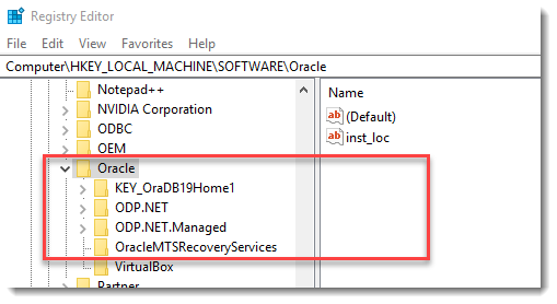 Oracle注册表项