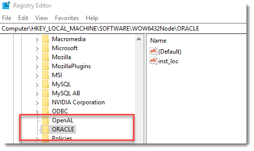 Oracle注册表项