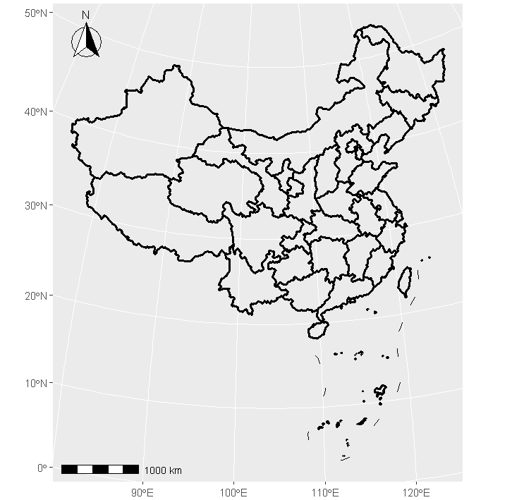 r-ggplot2 标准中国地图制作