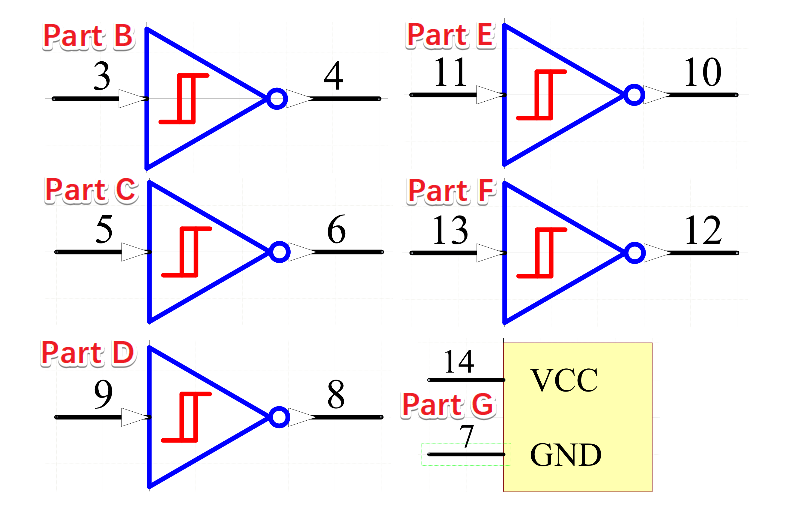 四分五裂的原理图符号-设计74hc14的库文件-pcb系列教程2-4